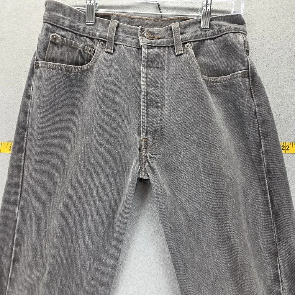 Vintage‎ Levis 501 Jeans Mens Gray Charcoal Wash Button Fly Made USA Fits 27x30